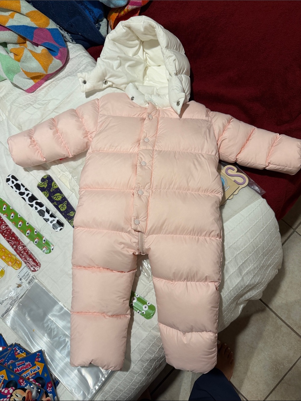 Moncler Baby Puffer One-Piece Snowsuit - Light Pink